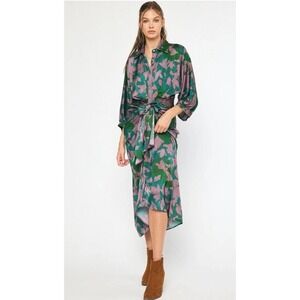 Entro SILKY HUNTER FLORAL WRAP WAIST MAXI Sz Small